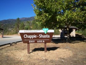 Chappie-Shasta OHV staging area portal sign.