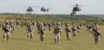 Soldiers with helicopters.