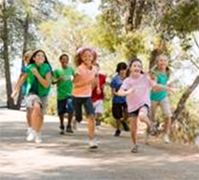 Children running in a park