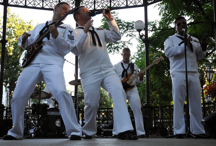 ODESSA, Ukraine (June 7, 2011) - Members of Commander, U.S. Naval Forces Europe, rock band, Flagship, hold a concert for the local community in Gorsad Garden during exercise Sea Breeze 2011. Air, land and naval forces from Azerbaijan, Algeria, Belgium, Denmark, Georgia, Germany, Macedonia, Moldova, Sweden, Turkey, Ukraine, the United Kingdom and the United States will participate in Sea Breeze, the largest multinational maritime exercise this year in the Black Sea, June 6-18, and is co-hosted by the Ukrainian and U.S. Navies. (U.S. Navy photo by Mass Communication Specialist 3rd Class Caitlin Conroy/RELEASED)