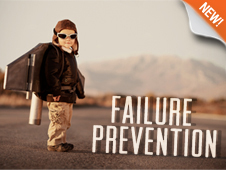 Child wearing jetpack stands near the words Failure Prevention