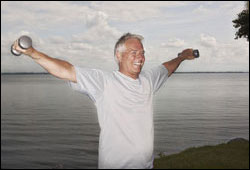 man using weights