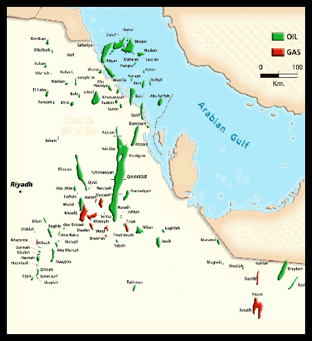 Map of Oil and Gas Fields in Saudi Arabia