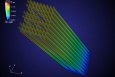 Simulated three-dimensional fission power distribution of a single 17x17 rod PWR fuel assembly. | Photo courtesy of the Consortium for Advanced Simulation of Light Water Reactors (CASL).