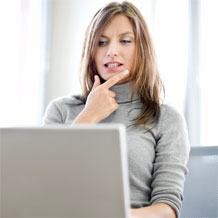 Adult Woman Reading Laptop