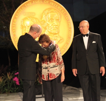 Under Secretary Kappos, inductee Barbara Liskov (mentioned in blog post) and Deputy Director General of the Innovation and Technology Sector of the World Intellectual Property Organization Jim Pooley.