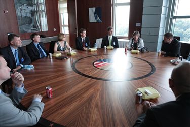 Members of EUCOM’s Interagency Team; (L to R) Mike Anderson, Gary Bullard, Lt Col Patti Egleston, Jared Irish, Matt Cline, and Cathy Blank