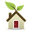 Illustration of a house with leaves above it