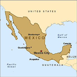 Map of U.S.-Mexico border