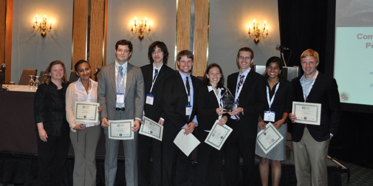 The University of Maryland team accepted the award for the best combined heat, hydrogen, and power system design at the World Hydrogen Energy Conference (WHEC) in Toronto. | Photo courtesy of Jennie Moton.