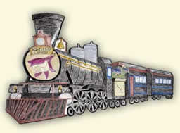 Locomotive and train cars: All aboard for the Aquilegia Express!