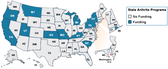 Map showing which states receive CDC funding and which states do not