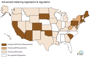 U.S. smart meter penetration by State, 2010.