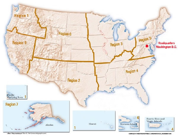 U.S. Fish and Wildlife Service Regional Boundaries Map