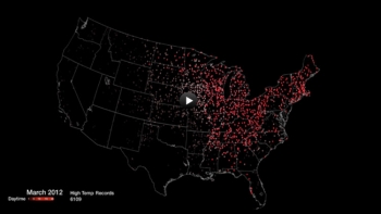 U.S. map showing locations of record-breaking temps