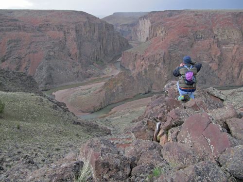 confluence of Deep Creek and the Owyhee River, from canyon rim