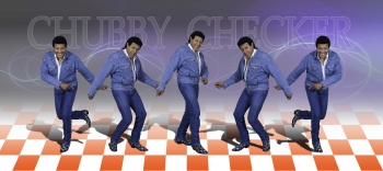 Five images of Chubby Checker doing the Twist