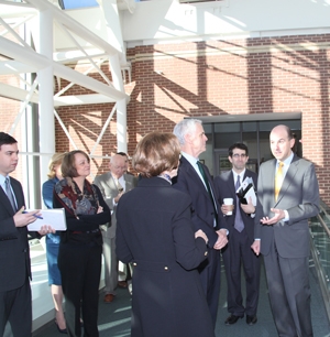 USPTO Director Kappos gives Secretary Bryson a tour of the Alexandria campus. Several other staff members were also on the tour.