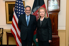 Secretary Clinton With Afghan Foreign Minister Rassoul