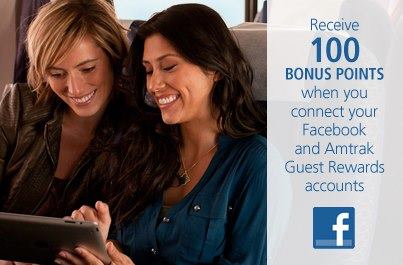 Photo: Connect your Facebook and Amtrak Guest Rewards accounts to see your point balance and other info on Facebook. It’s a convenient way to have your information handy, and you’ll receive 100 bonus points when you connect. http://amtrk.us/q6mp