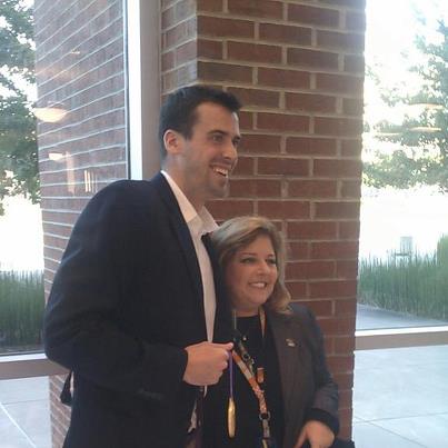 Photo: Olympic gold-medal swimmer Davis Tarwater helped ORNL close out a successful United Way campaign this morning.