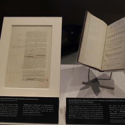 Photo: Sometimes our documents go on display in other museums.This fall, page 5 (describing the executive’s powers) of George Washington's personal draft of the Constitution is on display at Mount Vernon. Next to this document you can see Washington's personal copy of the book "Acts of Congress," recently acquired by the Mount Vernon Ladies' Association.

Washington's handwritten notes in pencil can be seen scribbled in the margins. Washington received the book in 1789, his first year in office as U.S. president, and brought it with him to Mount Vernon upon his retirement in 1797. Only three are known to exist today, the Washington copy and copies originally owned by Thomas Jefferson and John Jay.

Washington’s copy of the draft Constitution is from the National Archives and will be on view through October. The Acts of Congress can be seen through February 22, 2013. Shown together for the first time, the two documents “offer an unprecedented view of history in the making, through the mind and actions of America’s first president.”

For more about Washington and these documents, read this blog post: http://go.usa.gov/rAFA

For more about Mount Vernon and the exhibit, go here: http://www.mountvernon.org/

Image courtesy of the Mount Vernon Ladies' Association.