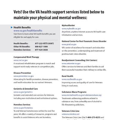 Photo: VA has made a continuing commitment to help Veteran homelessness and VA medical centers play an important part in that role. Read about how once homeless Veterans got help at VA and turned their lives around: http://ow.ly/e0UBs. If you know a homeless or struggling Vet print this flyer out (http://www.va.gov/health/docs/Print_This_for_a_Vet.pdf) for them and share the information. It could save their life.