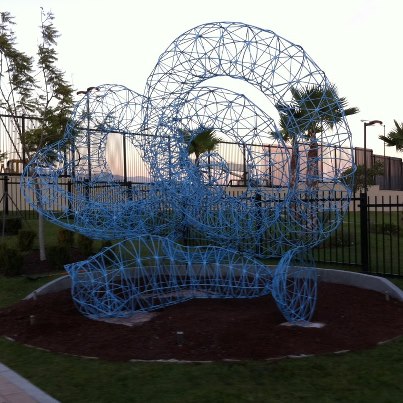 Photo: After a long day, Pedro's sculpture settles into its new home.  Entitled "The Ear," the piece conjures up the importance of hearing and listening, a wonderful metaphor for diplomacy.