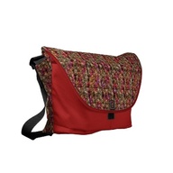 Cranberry old fashion beads commuter bag $86.95 is a overnight attaché, or travel bag! Vibrantly printed on rugged polyester and designed with a unique accessories system,  this bag combines beautiful form, function, and a small ecological footprint.  Water resistant, extra durable (machine-washable).  Large main compartment and 2 front pockets.  Lightweight and forms to your body.  Quick-adjust cam shoulder strap.  Velcro strips accessory system; Holds   laptop w/optional sleeve.