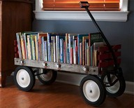 use the kids wagon for a book case...