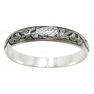 Children's Bracelets:  Miao Silver "Respect Nature" Cuff Bangle $18.56