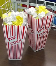 Popcorn Writing Center Activity: Students pick a yellow piece of popcorn (character) and a white piece of popcorn (setting) and write a short story.