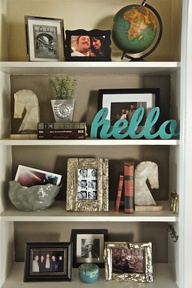 Pretty book shelf arrangement