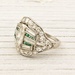 Antique Platinum Diamond and Emerald Art Deco Ring - Erstwhile Jewlery Co