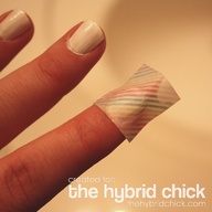 Rubbing alcohol and scrapbook paper, it transfers the designs onto your nails. I'll have to try this