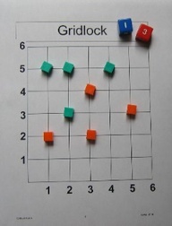 Hands on coordinate planes. Fun.   Students toss two dice, form a coordinate pair and place a marker on that intersection. Students alternate turns, each trying to be the first to get four markers in a row horizontally, vertically or diagonally.