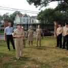 Photo: Rear Adm. Elaine Wagner, NMCP commander, speaks to staff from the Occupational Therapy Clinic and others present for the presentation ceremony.