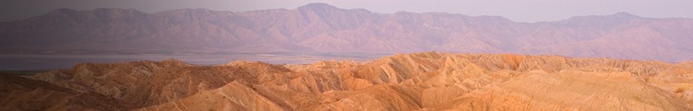 The barren hills in the Mecca Hills Wilderness Area create an interesting pattern across this desert landscape.