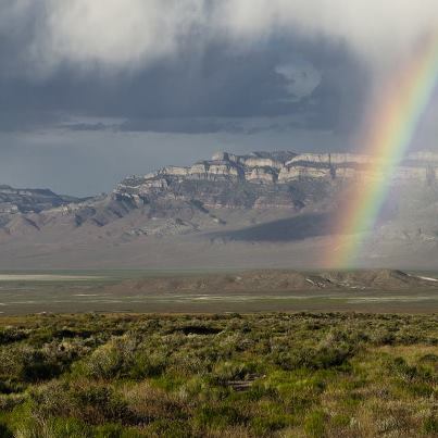 Photo: A rainbow descends into the Great Basin after a spring storm. The Great Basin is the largest terminal basin in the U.S., located in Utah, Nevada, Idaho, and Oregon.

Photo by Larry Crist, U.S. Fish and Wildlife Service Mountain-Prairie Region.