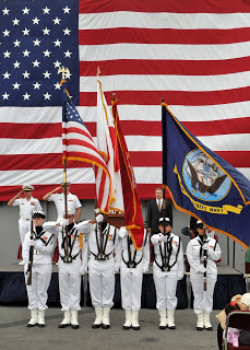 The colors are presented before the ceremony (U.S. Navy photo)