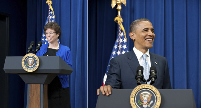 Left: Valerie Jarrett, Senior Advisor to the President. Right: President Barack Obama.