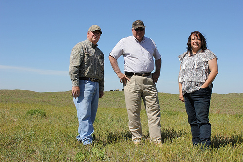 Ranchers who are protecting the lesser prairie-chicken while improving their operations: Tom Turner (left), Glen Mull, and Amy Harter.