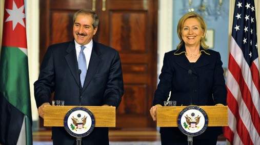 Secretary Clinton with Jordanian Foreign Minister Nasser Judeh in Washington, Jan. 26, 2011.