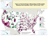 Figure 1a. Percent Change in Metropolitan and Micropolitan Statistical Area Population: April 1, 2010 to July 1, 2011