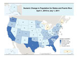 Numeric Change in Population for States and Puerto Rico: April 1, 2010 to July 1, 2011