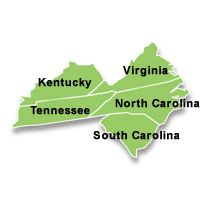 The Charlotte region includes Virginia, Kentucky, Tennessee, North Carolina, and South Carolina