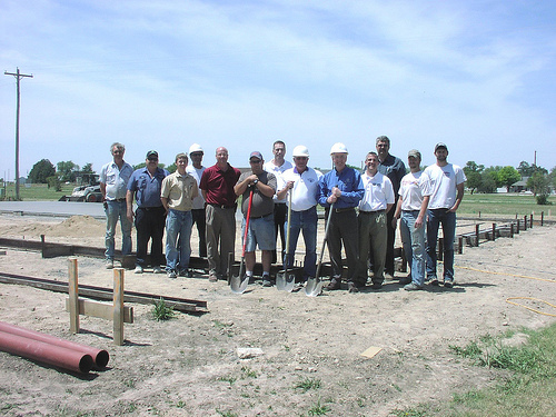 Earlier this month, the City of Quinter, Kansas, celebrated the groundbreaking of a new fire station with city employees, members of the volunteer fire department, USDA Rural Development staff, and representatives from Midwest Energy and Quinter Manufacturing & Construction (QMC). This photo was taken by a USDA employee.