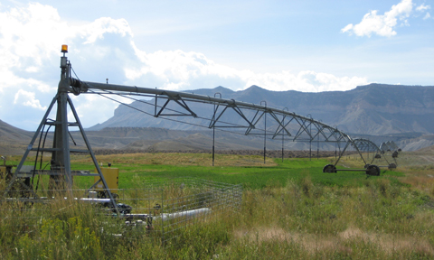 Roger Barton’s center pivot irrigation system is running on green renewable energy. The hydroturbine system was funded by a NRCS in Utah through a Conservation Innovation Grant.