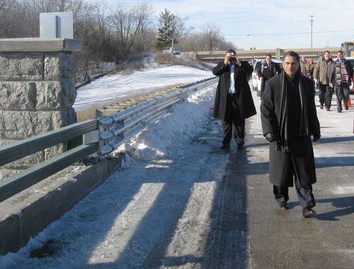 Administrator Mendez crossing new bridge