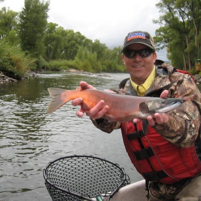 Photo: Pat, producer of Aaron's Outdoors t.v. show catches a nice salmon.